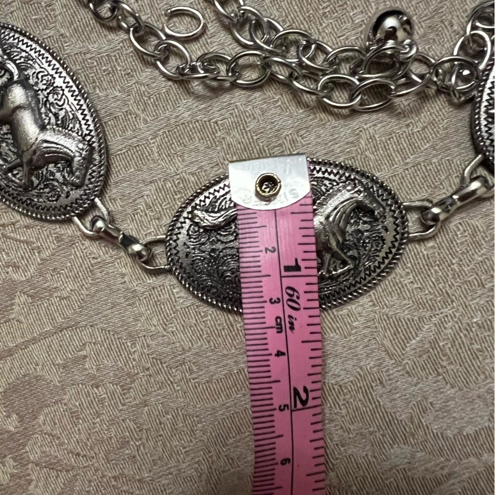 Horse themed chain belt silver toned country western coastal cowgirl - Picture 6 of 8